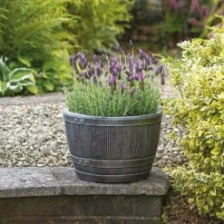 Outlet Garden Living Store 9 Blenheim Half Barrel Planter 40cm Pewter