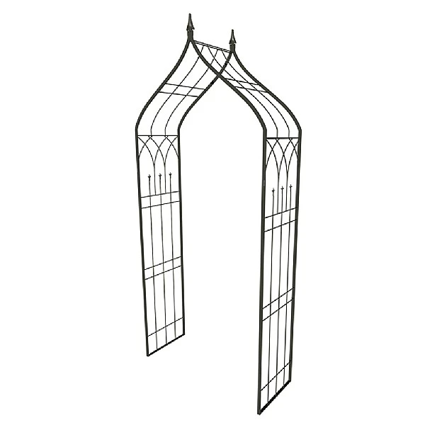 Panacea Black Ogee Top Garden Arbor With Finials 1 Panacea Black Ogee Top Garden Arbor With Finials