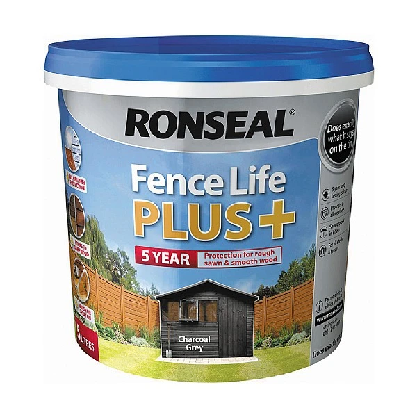 Ronseal Fencelife Plus+ Charcoal Grey 5L 1 Ronseal Fencelife Plus+ Charcoal Grey 5L